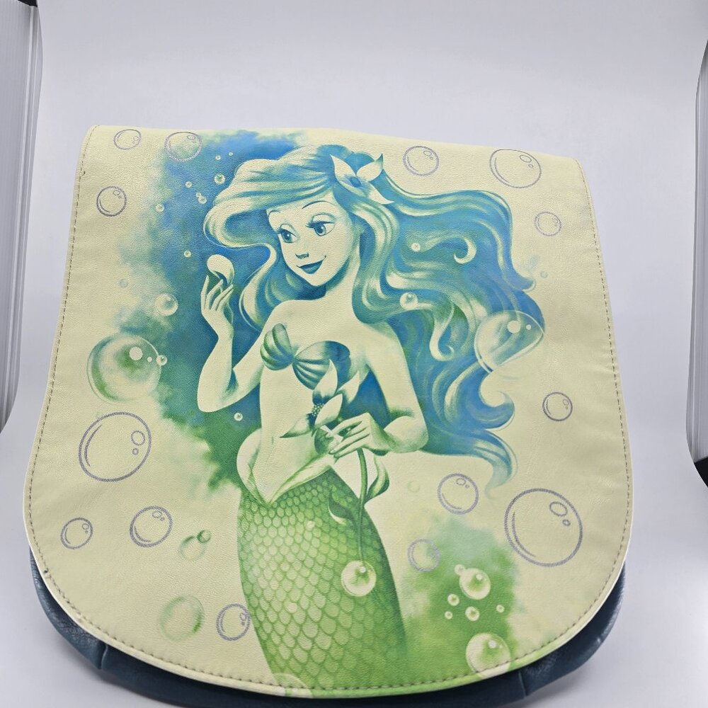Disney Boutique Ariel The Little Mermaid Watercolor Crossbody Saddle Bag Teal